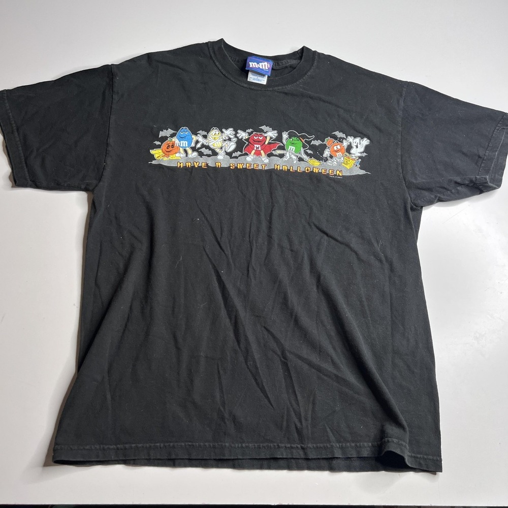 M&M's Shirt Mens L Black Have A Sweet Halloween Candy Graphic Tee Cartoon